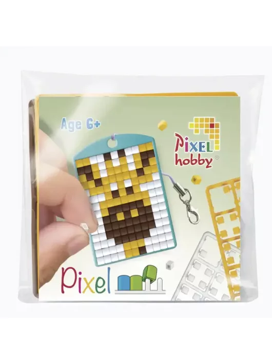 Pixel kulcstartókészítő szett 1 kulcstartó alaplappal, 3 színnel, zsiráf (23120)