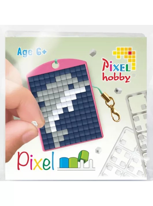Pixel kulcstartókészítő szett 1 kulcstartó alaplappal, 3 színnel, delfin