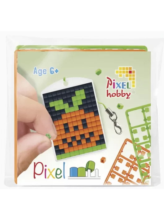 Pixel kulcstartókészítő szett 1 kulcstartó alaplappal, 3 színnel, tök, Halloween