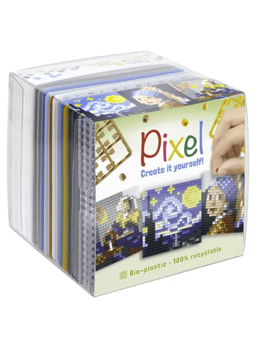 Pixel kocka, pixel szett 3 db kis alaplappal, miniatűrök (festmények)
