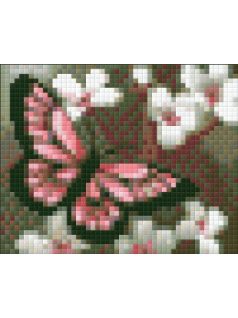 Pixel szett 1 normál alaplappal, színekkel, pillangó virágokkal, (801003)
