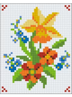 Pixel szett 1 normál alaplappal, színekkel, virágok