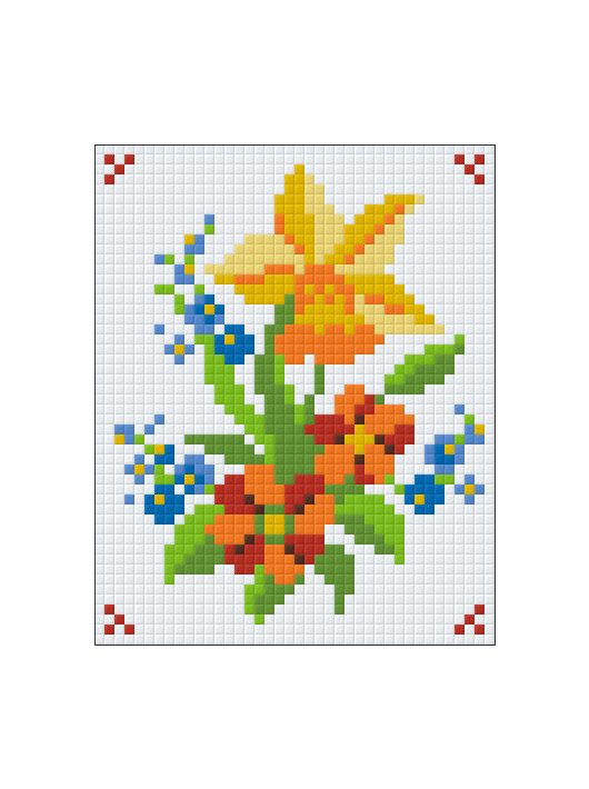Pixel szett 1 normál alaplappal, színekkel, virágok