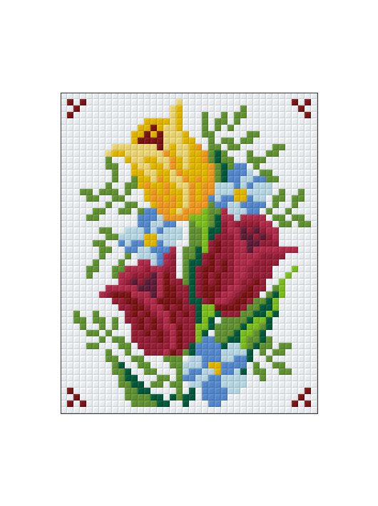 Pixel szett 1 normál alaplappal, színekkel, tulipánok, (801078)