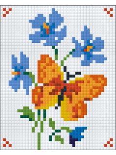 Pixel szett 1 normál alaplappal, színekkel, sárga pillangó