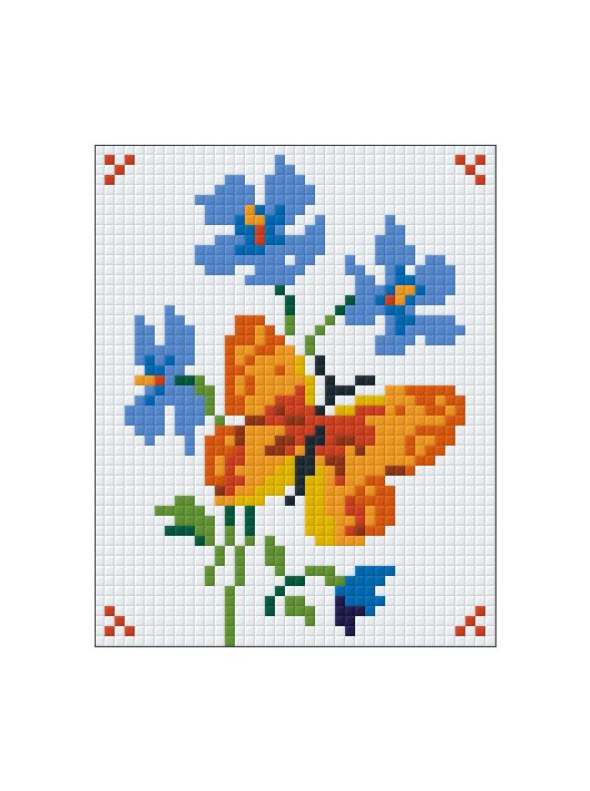 Pixel szett 1 normál alaplappal, színekkel, sárga pillangó