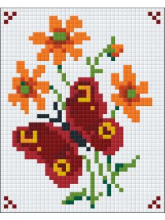 Pixel szett 1 normál alaplappal, színekkel, piros pillangó