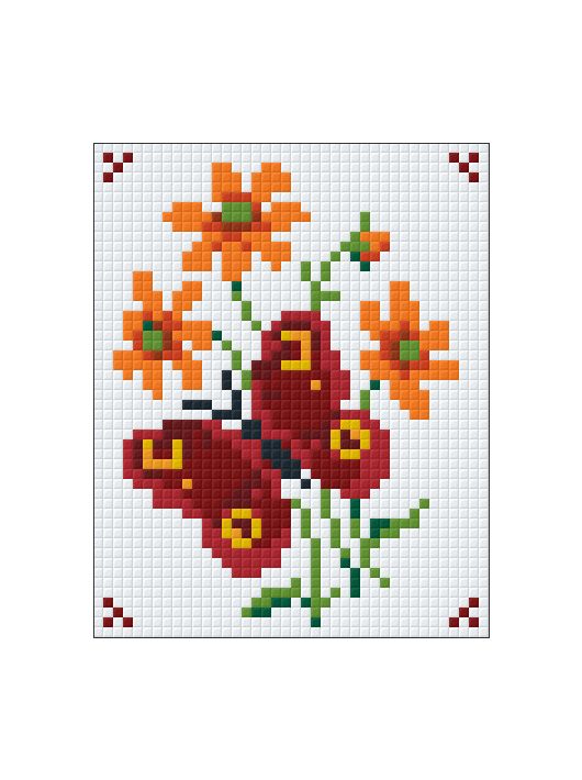 Pixel szett 1 normál alaplappal, színekkel, piros pillangó