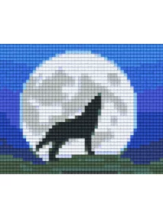 Pixel szett 1 normál alaplappal, színekkel, farkas az éjszakában