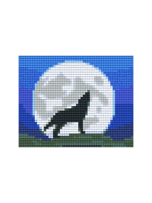 Pixel szett 1 normál alaplappal, színekkel, farkas az éjszakában