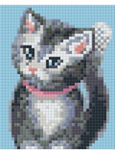 Pixel szett 1 normál alaplappal, színekkel, cirmos cica