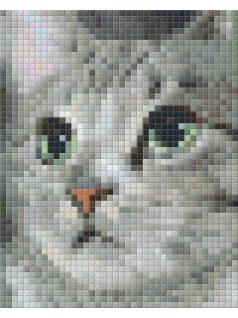Pixel szett 1 normál alaplappal, színekkel, szürke cica, (801326)