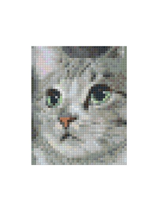 Pixel szett 1 normál alaplappal, színekkel, szürke cica, (801326)