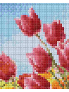 Pixel szett 1 normál alaplappal, színekkel, tulipánok, (801332)