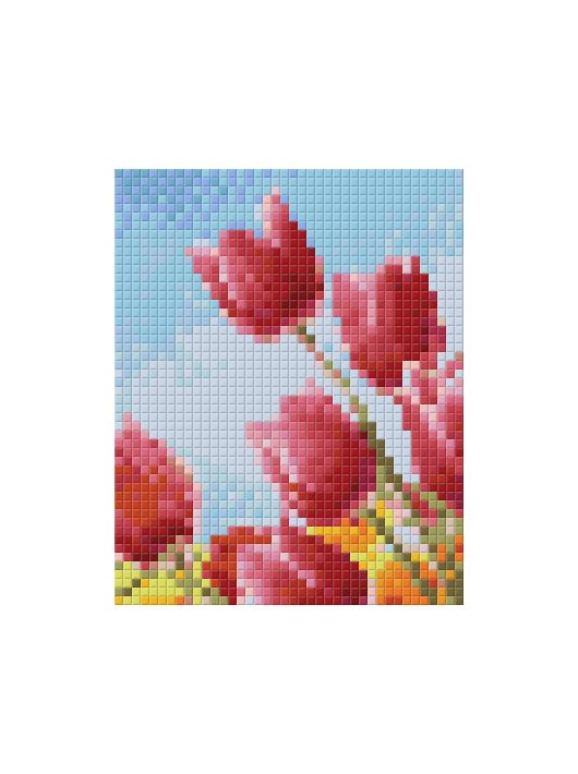 Pixel szett 1 normál alaplappal, színekkel, tulipánok, (801332)