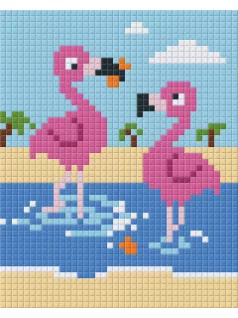 Pixel szett 1 normál alaplappal, színekkel, flamingók