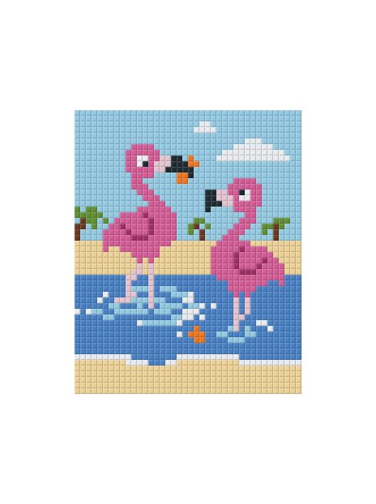 Pixel szett 1 normál alaplappal, színekkel, flamingók