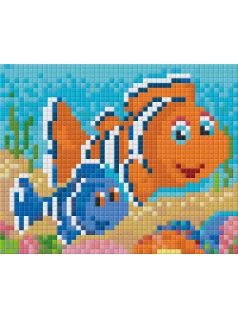 Pixel szett 1 normál alaplappal, színekkel, bohóchalak