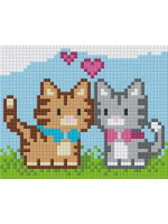Pixel szett 1 normál alaplappal, színekkel, cicák