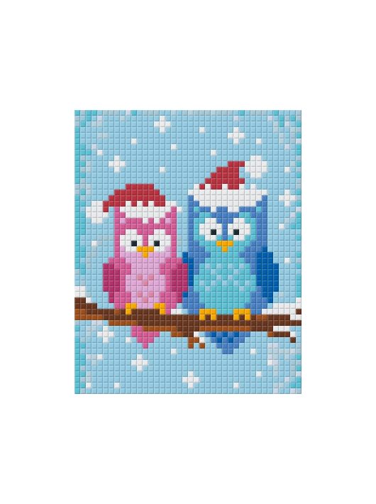 Pixel szett 1 normál alaplappal, színekkel, baglyok télen