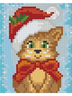 Pixel szett 1 normál alaplappal, színekkel, karácsonyi cica