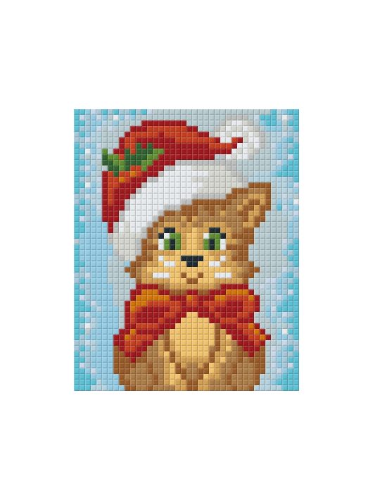 Pixel szett 1 normál alaplappal, színekkel, karácsonyi cica