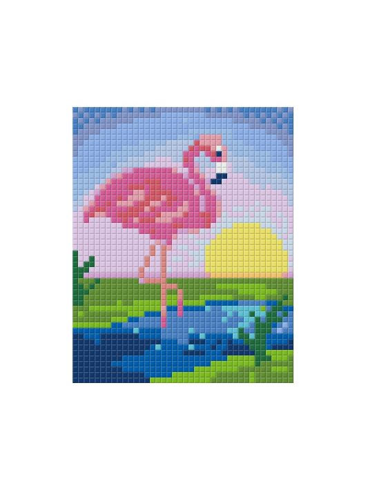 Pixel szett 1 normál alaplappal, színekkel, flamingó, naplementével