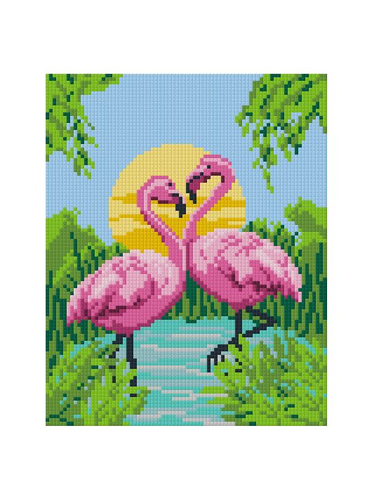 Pixel szett 4 normál alaplappal, színekkel, flamingók