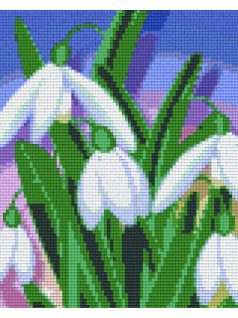 Pixel szett 4 normál alaplappal, színekkel, hóvirág
