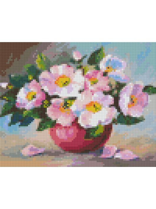 Pixel szett 4 normál alaplappal, színekkel, virágcsokor