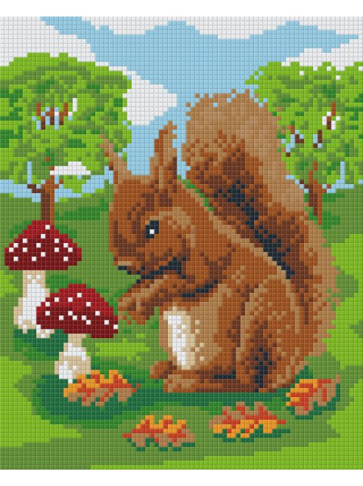 Pixel szett 4 normál alaplappal, színekkel, mókus