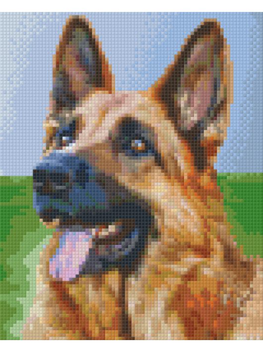 Pixel szett 4 normál alaplappal, színekkel, kutya, németjuhász