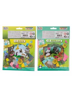   Origami hajtogató készlet mozgó szemekkel, 2 féle változat (madarak és állatok)