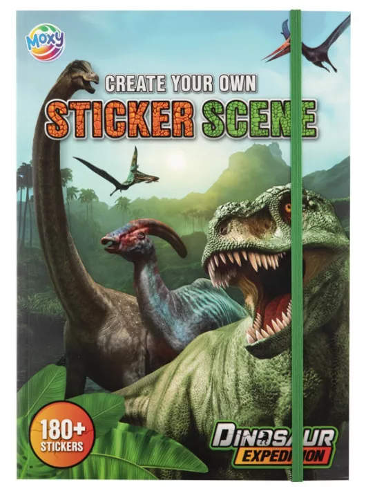 Matricázós készlet, A/4, 10 háttér és 6 ív matrica, dinoszauruszok