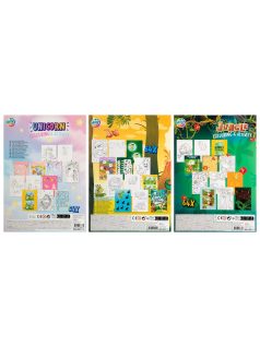   Színező- és foglalkoztató füzet, A/4, 64 oldal, 3 féle változat (unikornis, dinoszaurusz, dzsungel)