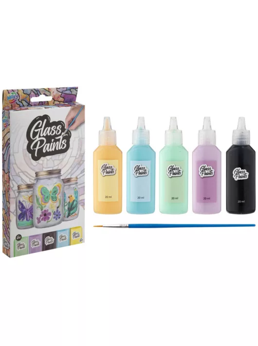 Üvegfóliafesték készlet ecsettel, 5x20ml, Moxy