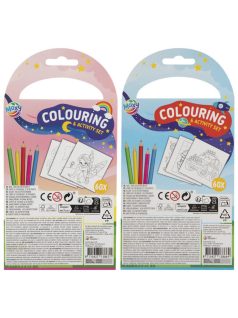   Mini foglalkoztató- és színezőfüzet, útikönyv, 11x22cm, 60 lap, 5 ceruza, kétféle változat