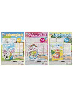  Színezőfüzet, A/4, 64 oldal, 3 féle változat (állatos, lányos, fiús)
