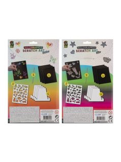   Képkarcoló, 15x25cm, 4 karcolható lap sablonnal, kétféle változat (szivárványos vagy csillogó)