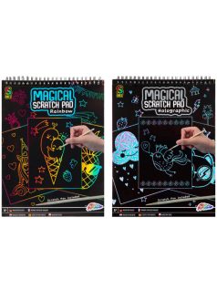   Képkarcoló füzet, A/4, 20 lapos, 2 féle változat (szivárványos vagy hologramos)