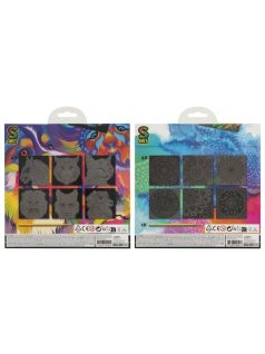   Képkarcoló szett, 20x20cm, 6 db/csomag, 1 karcoló pálca, 2 féle téma (állatok, mandala)