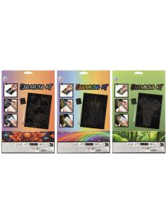   Képkarcoló szett, A/4, 3 féle változat (elefánt, unikornis, lepkék)