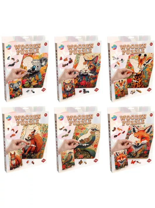 Fa állatos kirakó, puzzle, 130 db-os (30x22cm), 6 féle változat