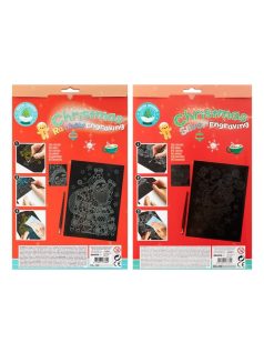   Képkarcoló szett, A/4, karácsonyi, 2 féle változat (télapó, maci)