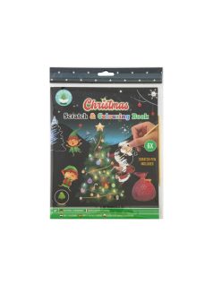  Képkarcoló és színező könyv, 21x26cm, 6+6 lap, karácsonyi