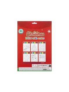   Karácsonyi vízzel festős színező füzet, A/4, 6 lap, ecsettel