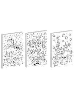   Festés számok szerint gyerekeknek (vászon, festék, ecset), A/4, karácsonyi, 3 féle változat