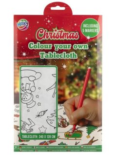   Színezhető karácsonyi terítő, 240x128cm, 5 db színes filctollal