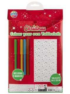   Színezhető karácsonyi terítő, 240x128cm, 5 db színes filctollal