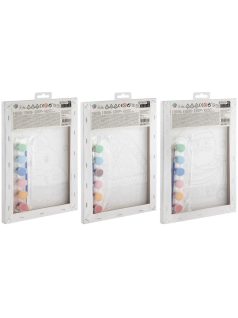   Festés számok szerint gyerekeknek (vászon, festék, ecset), 20x30cm, karácsonyi, 3 féle változat (karácsonyfa, télapó, mézeskalács házikó)